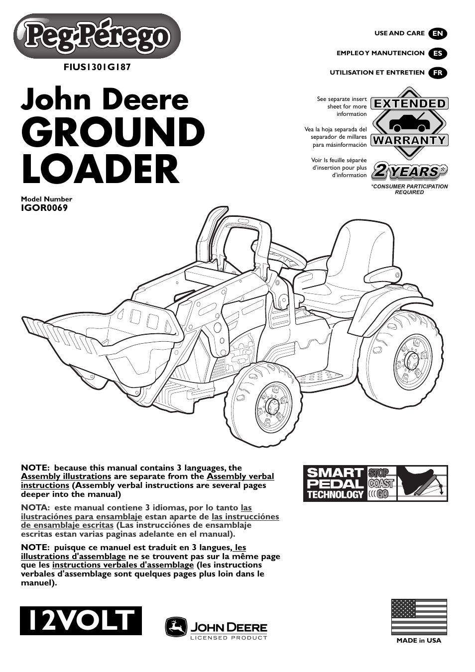 Peg-Perego John Deere Ground Loader User Manual | 24 pages