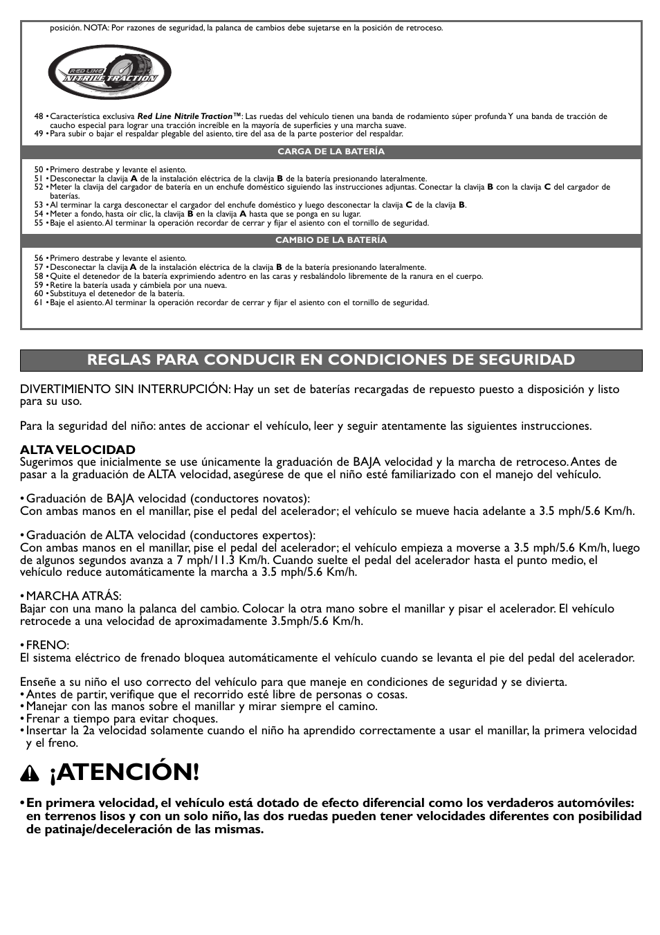 Atención, Reglas para conducir en condiciones de seguridad | Peg-Perego Polaris Sportsman 850 User Manual | Page 16 / 24