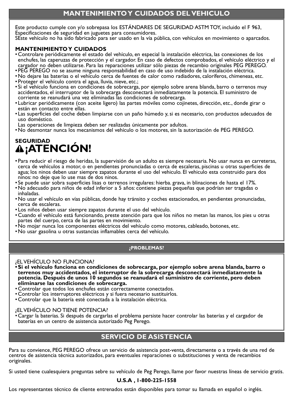 Atención | Peg-Perego Polaris Sportsman 850 User Manual | Page 17 / 24