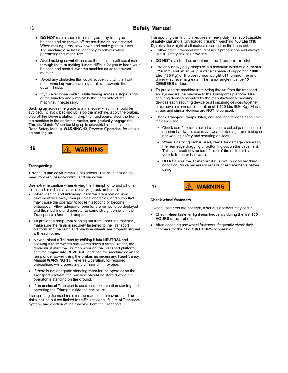 Safety manual | PermaGreen Triumph Spread-Only User Manual | Page 16 / 44