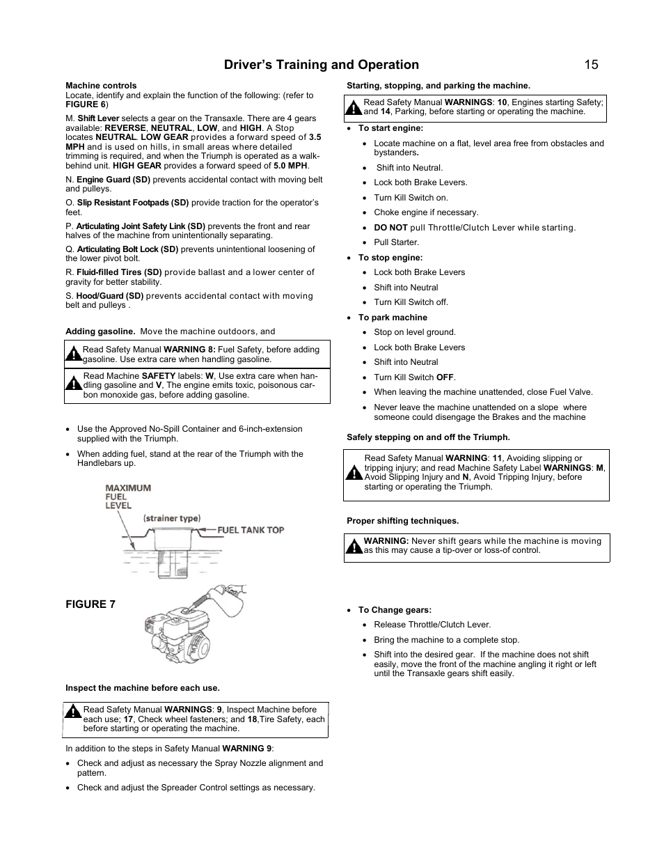 Driver’s training and operation | PermaGreen Triumph Spread-Only User Manual | Page 19 / 44