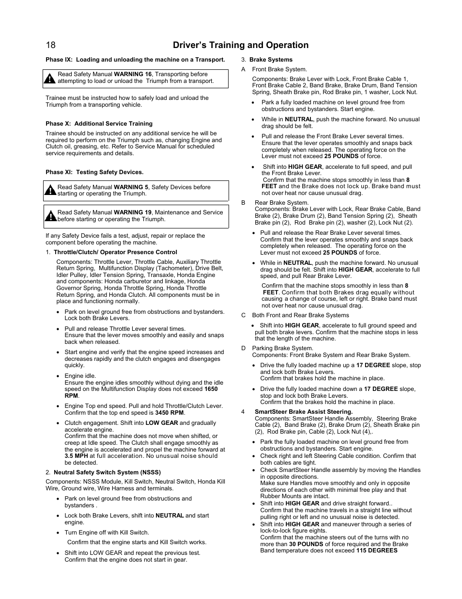 Driver’s training and operation 18 | PermaGreen Triumph Spread-Only User Manual | Page 22 / 44