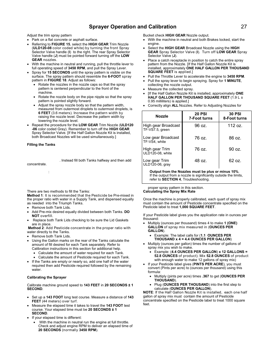 Sprayer operation and calibration 27 | PermaGreen Triumph Spread-Only User Manual | Page 31 / 44