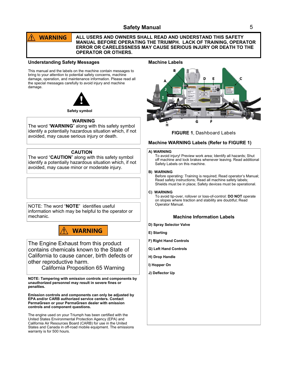 Safety manual | PermaGreen Triumph Spread-Only User Manual | Page 9 / 44