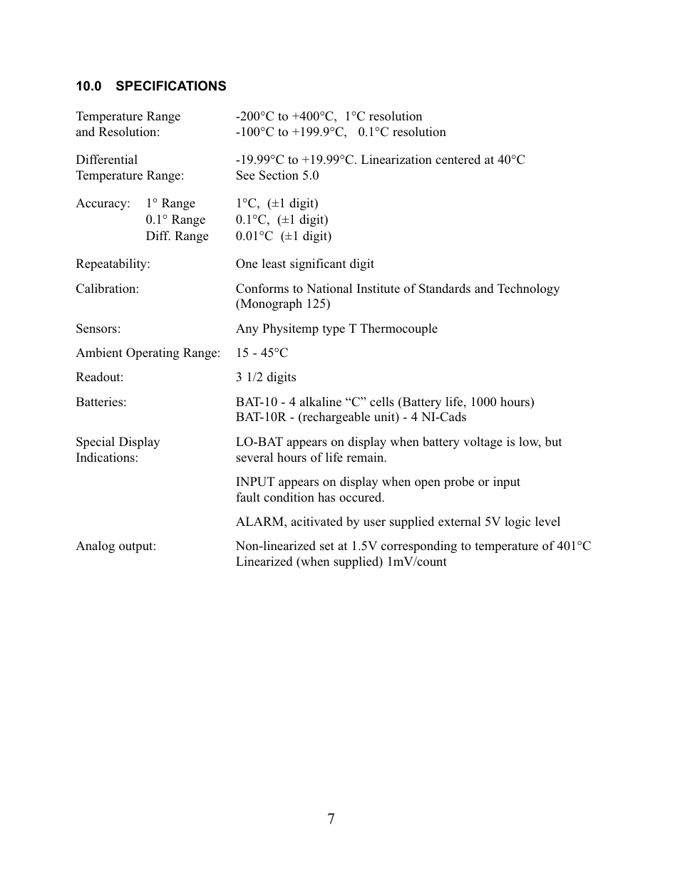 Physitemp Instruments BAT-10 User Manual | Page 6 / 12