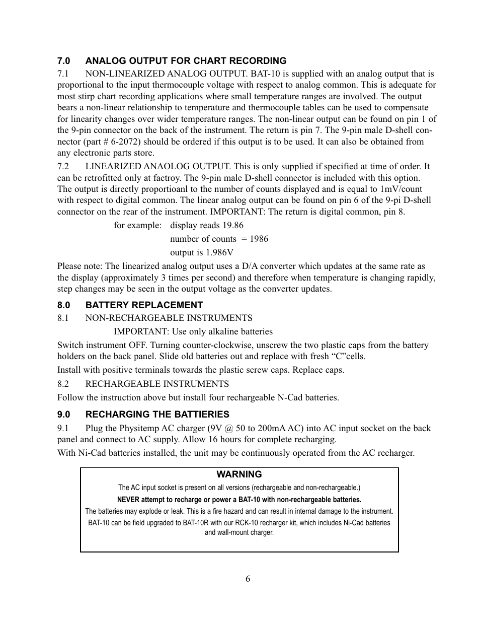 Physitemp Instruments BAT-10 User Manual | Page 7 / 12