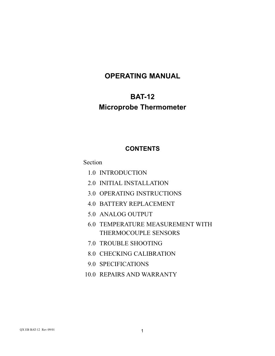 Physitemp Instruments BAT-12 User Manual | 13 pages