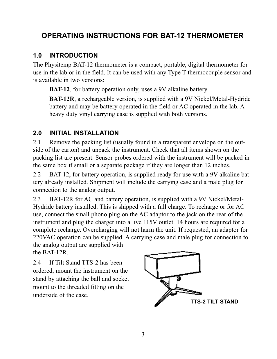 Physitemp Instruments BAT-12 User Manual | Page 3 / 13