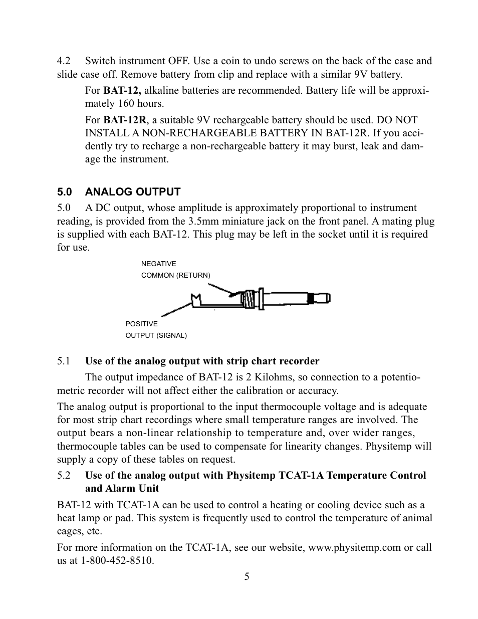 Physitemp Instruments BAT-12 User Manual | Page 5 / 13