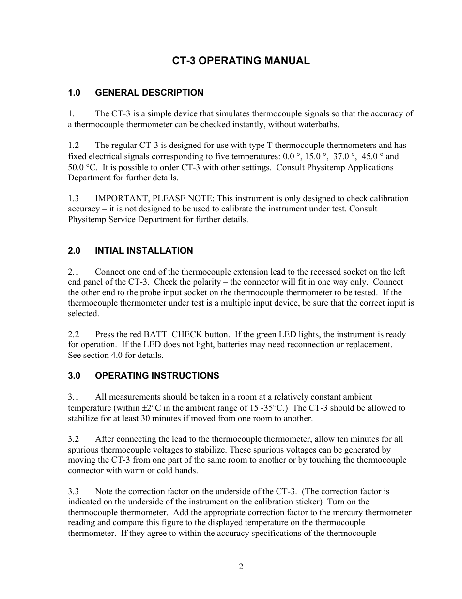 Physitemp Instruments CT-3 User Manual | Page 2 / 5