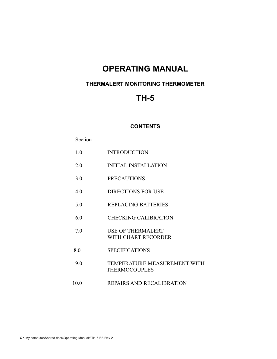 Physitemp Instruments TH5 User Manual | 11 pages
