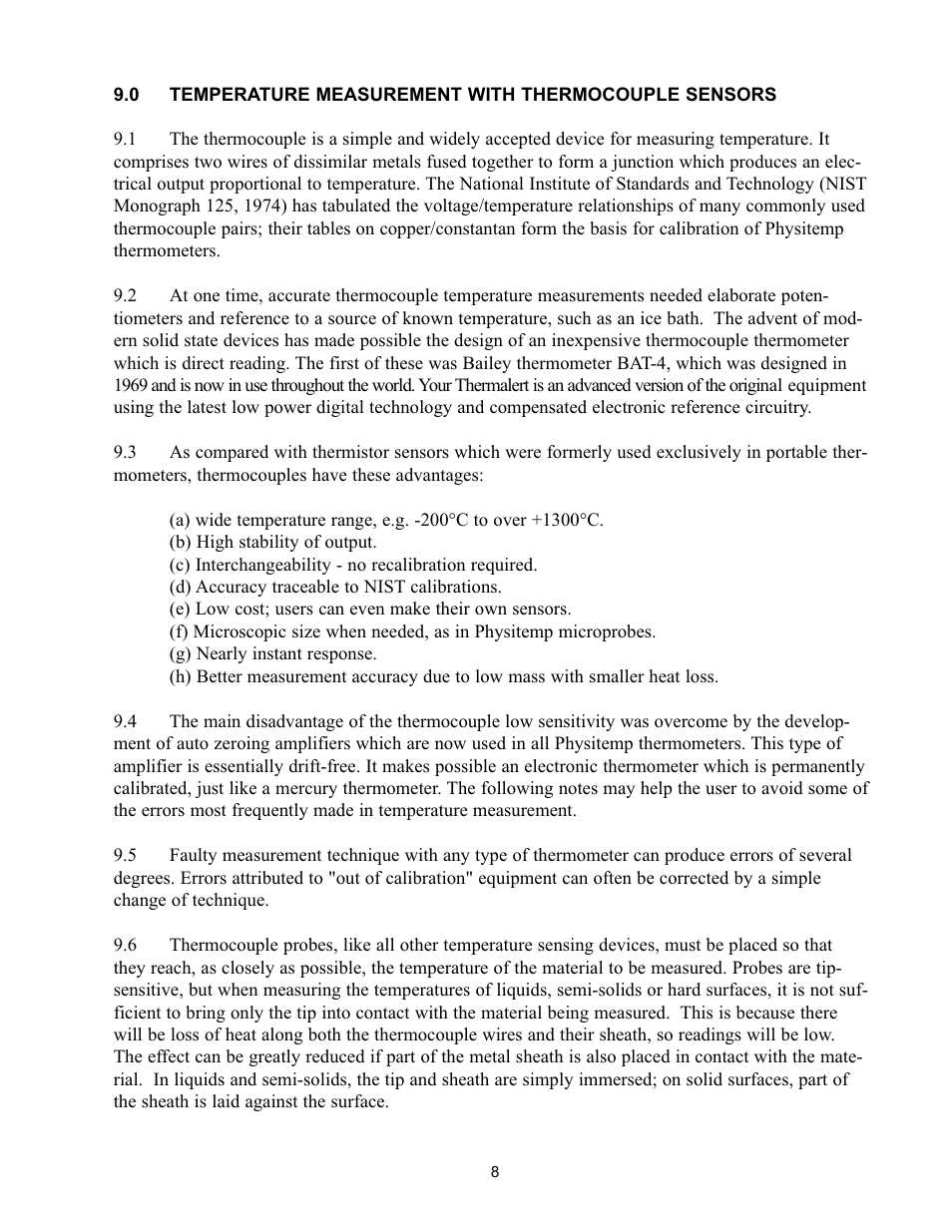 Physitemp Instruments TH8 User Manual | Page 8 / 11