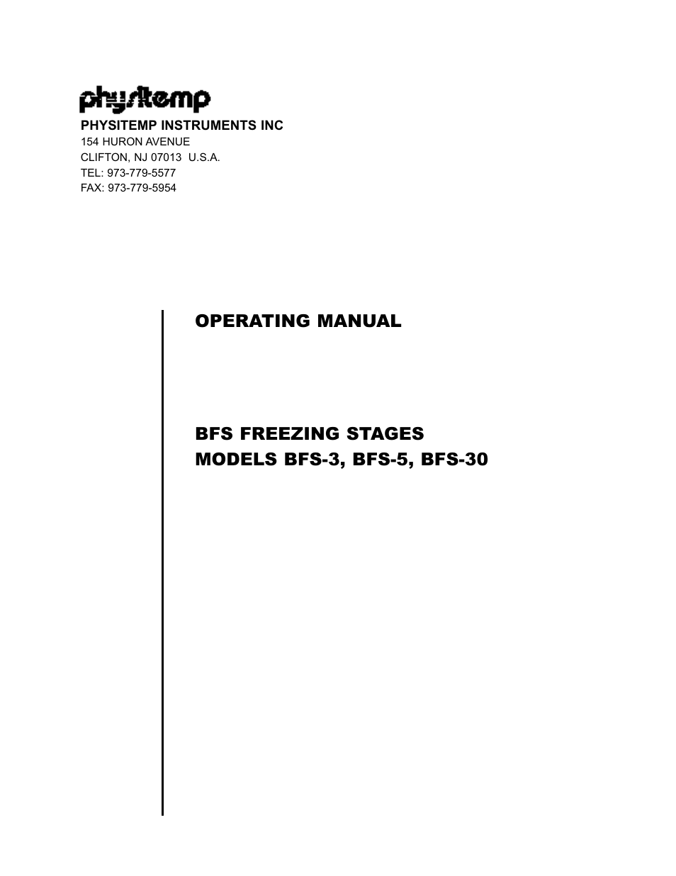 Physitemp Instruments BFS OLD STYLE User Manual | 8 pages