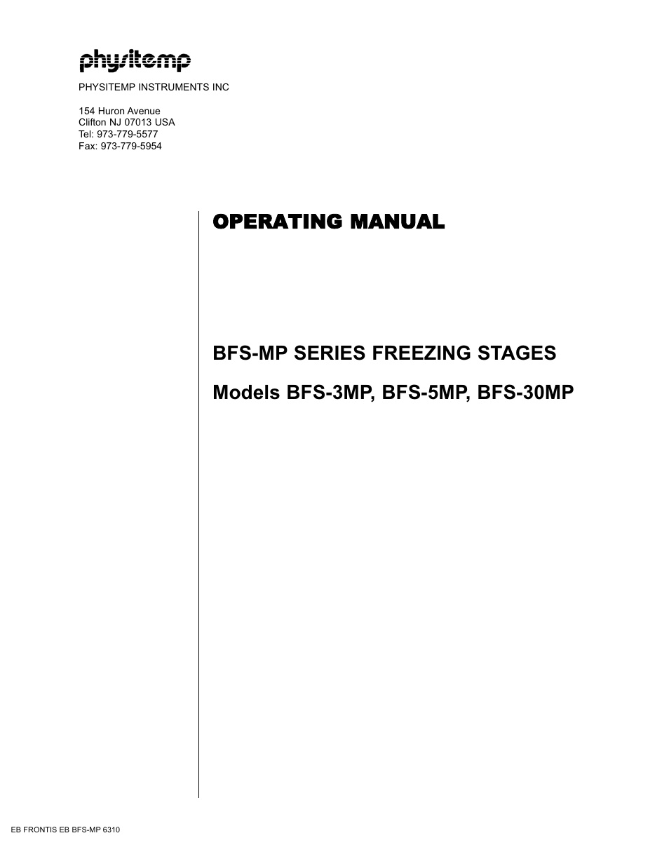 Physitemp Instruments BFS-30MP User Manual | 12 pages