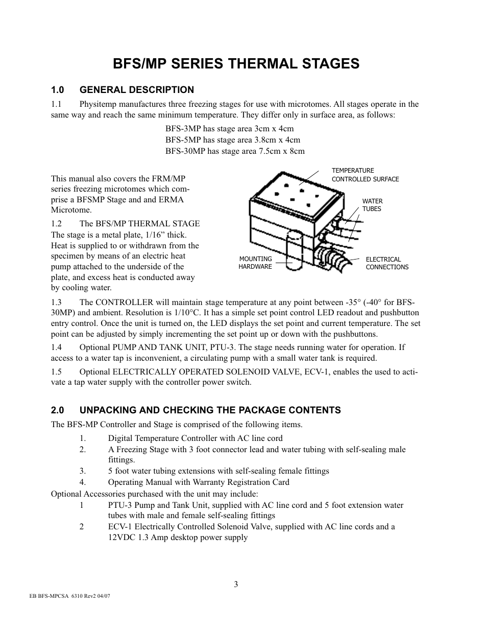 Bfs/mp series thermal stages | Physitemp Instruments BFS-MP CSA User Manual | Page 10 / 12