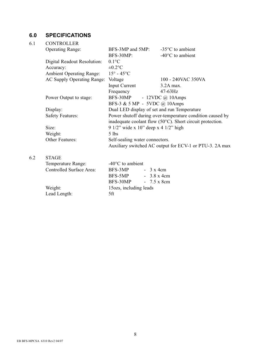 Physitemp Instruments BFS-MP CSA User Manual | Page 5 / 12
