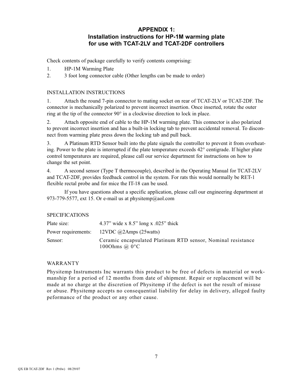 Physitemp Instruments TCAT-2DF from 59701 User Manual | Page 7 / 8
