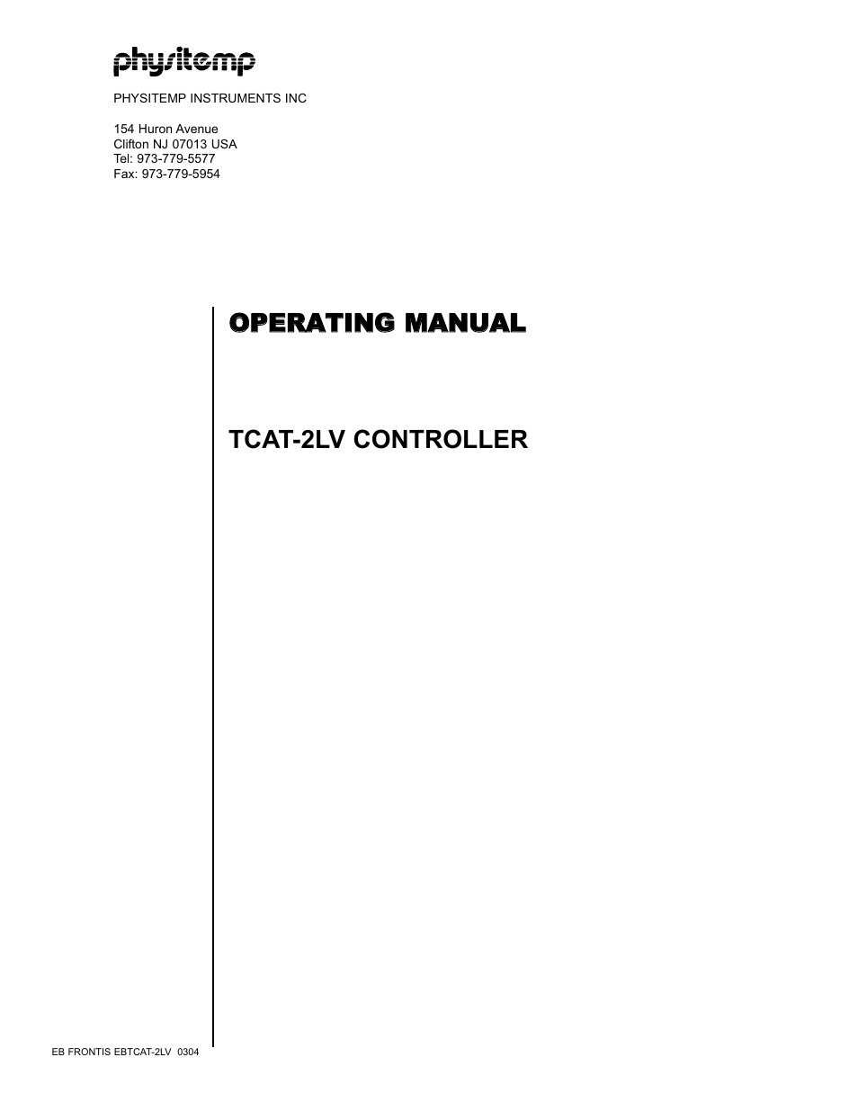 Physitemp Instruments TCAT-2LV up to SN9205 User Manual | 11 pages