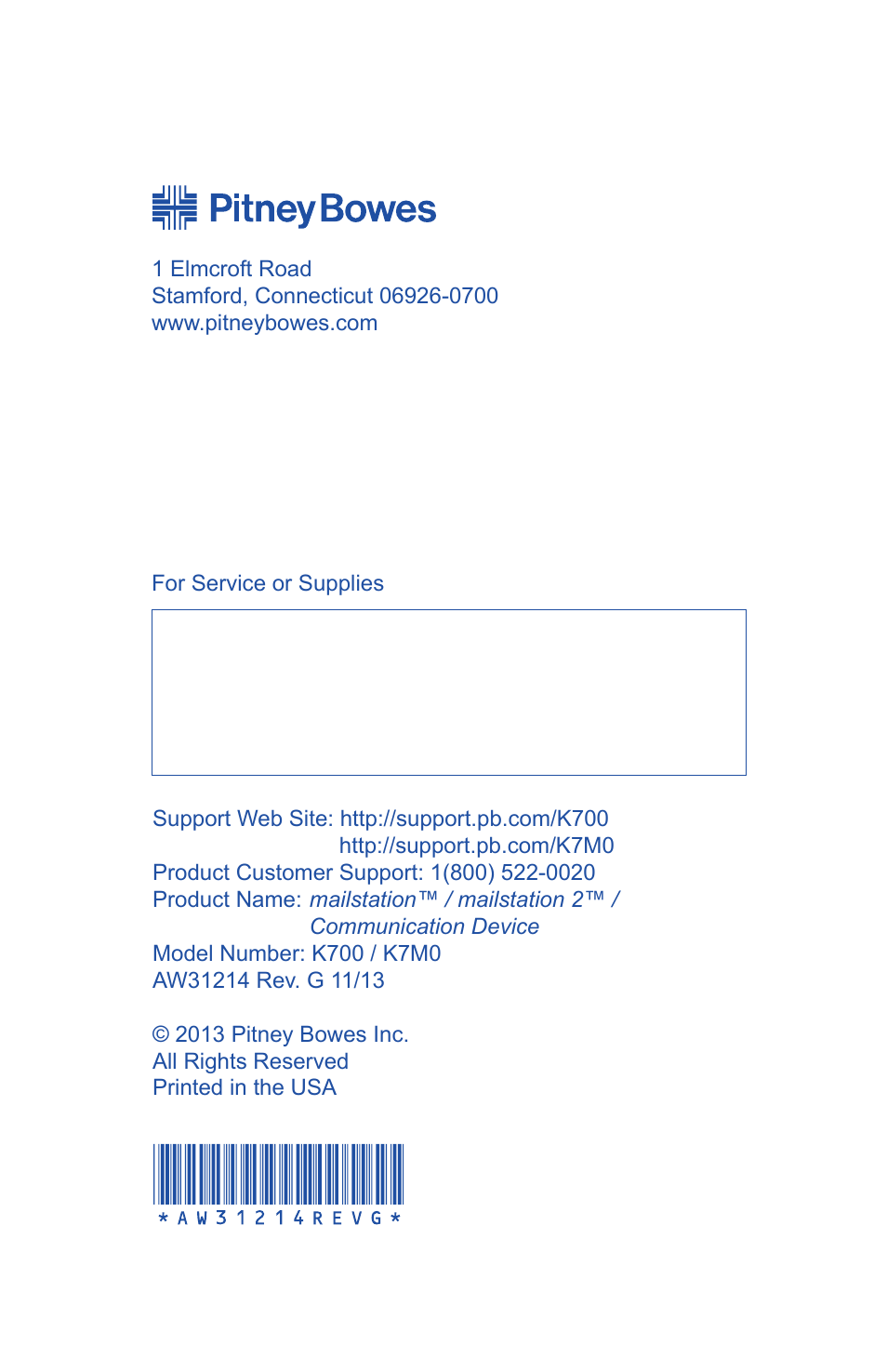 Pitney Bowes Mailstation2 (K7M0) User Manual | Page 32 / 32