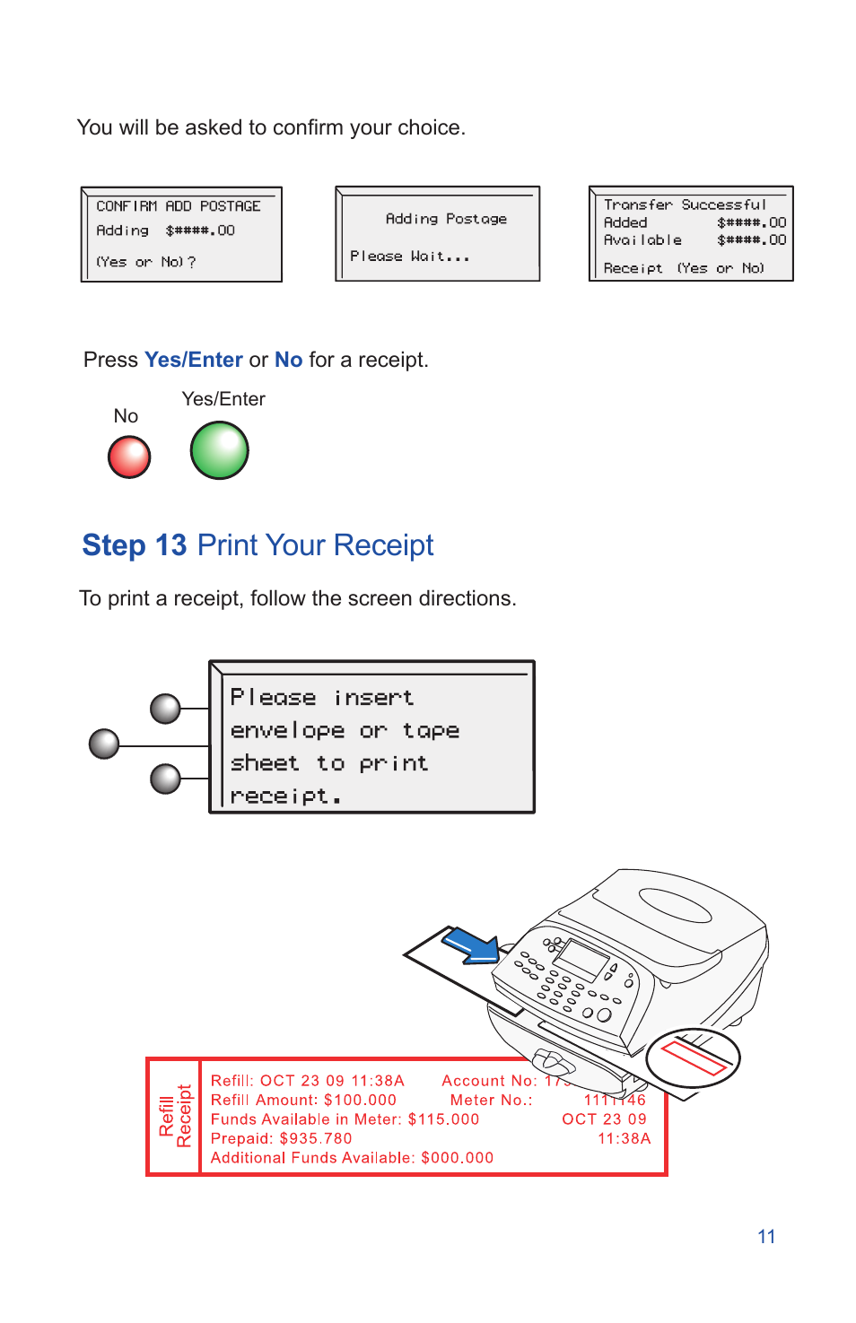 Step 13, Print your receipt | Pitney Bowes DM225 User Manual | Page 13 / 24