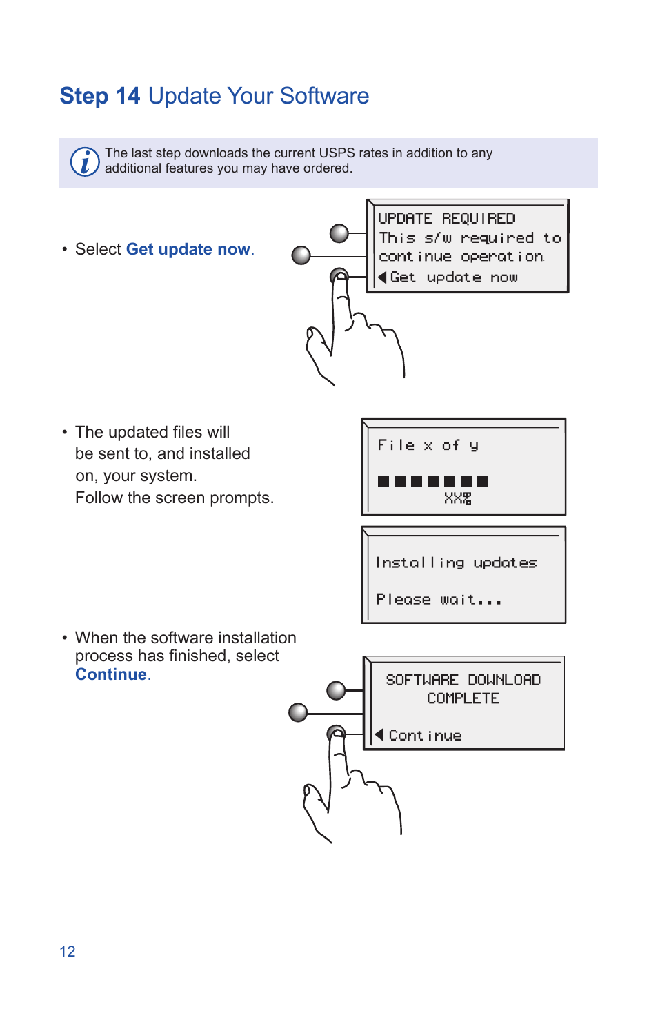 Step 14, Update your software | Pitney Bowes DM225 User Manual | Page 14 / 24