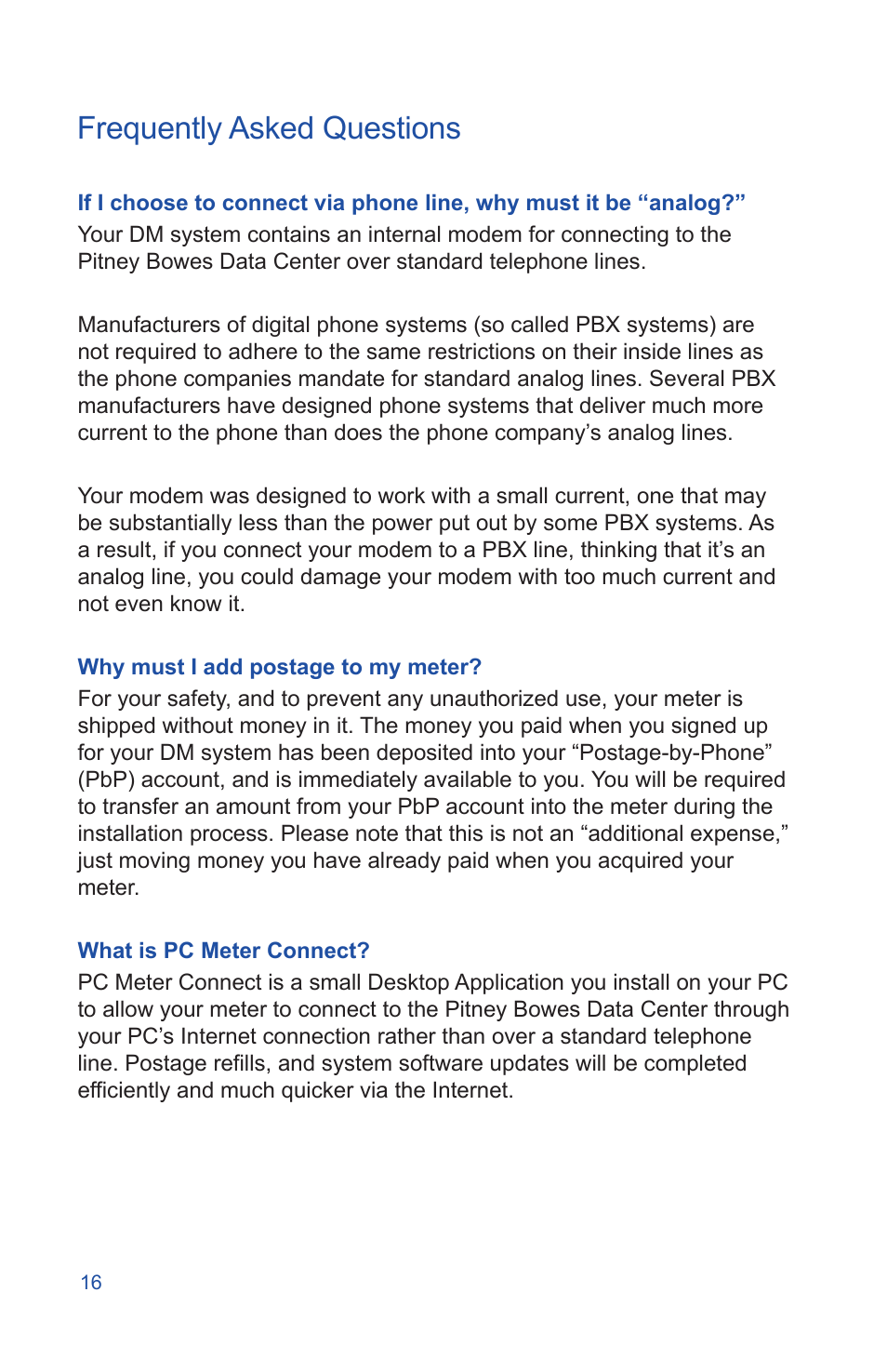 Frequently asked questions | Pitney Bowes DM225 User Manual | Page 18 / 24