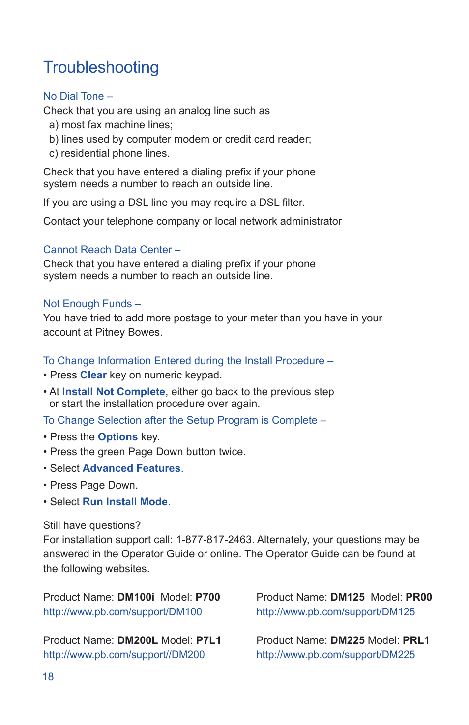 Troubleshooting | Pitney Bowes DM225 User Manual | Page 20 / 24