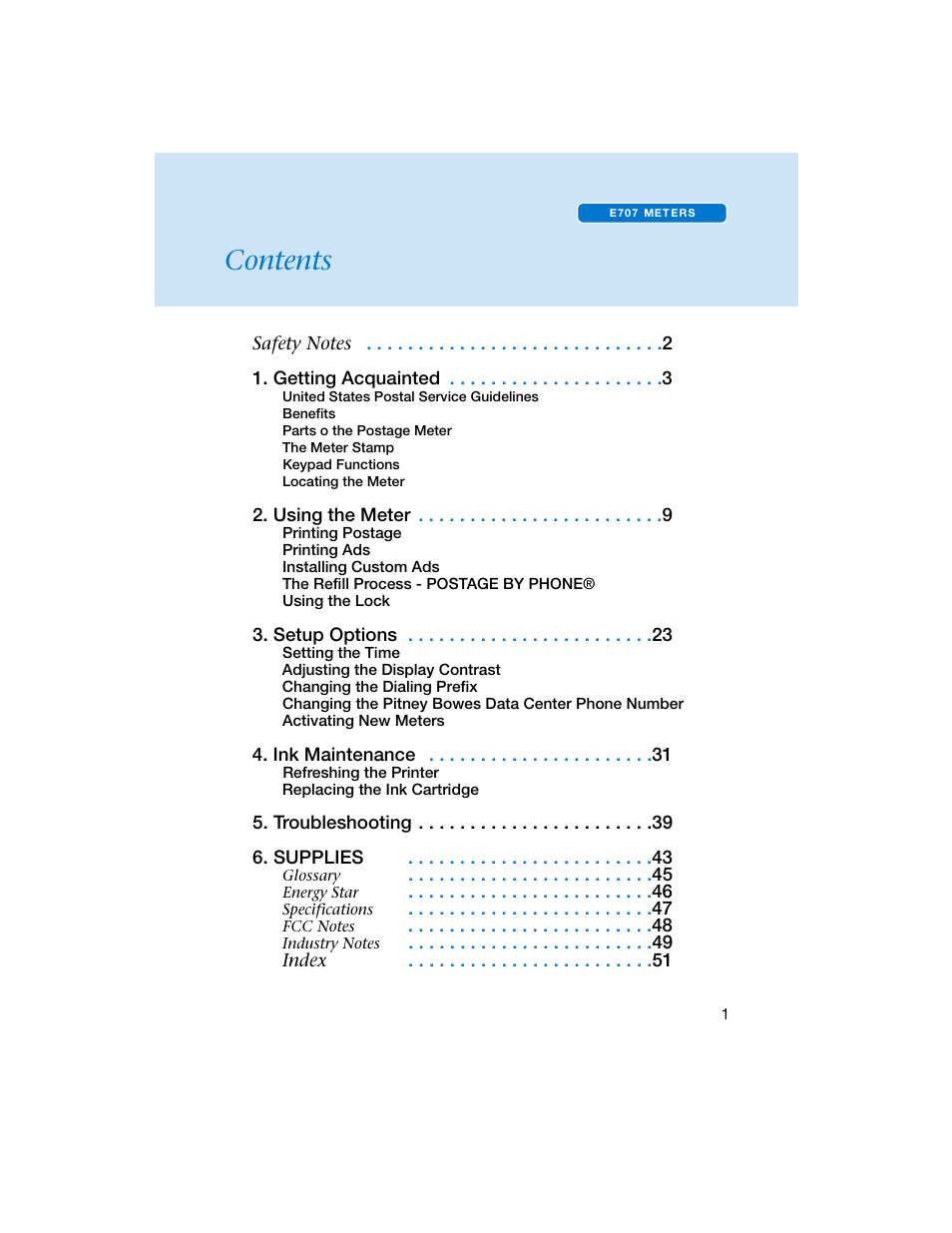 Pitney Bowes E707 User Manual | 55 pages