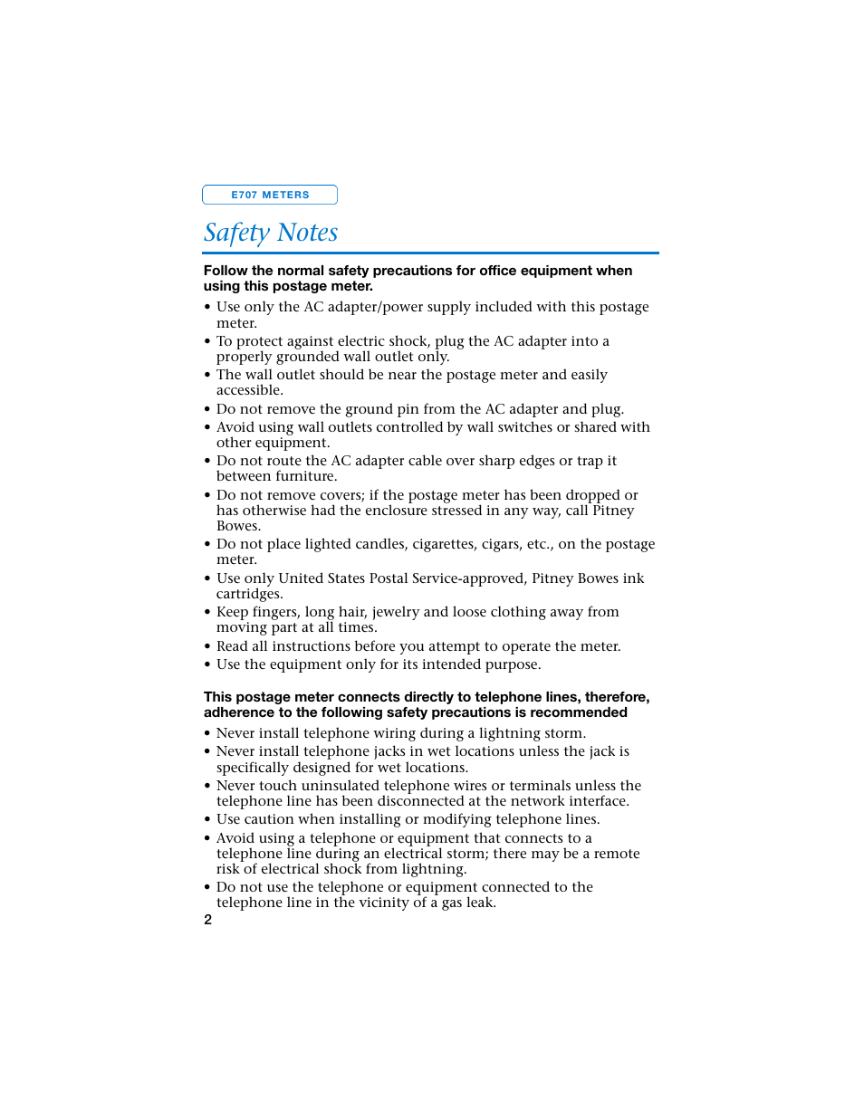 Pitney Bowes E707 User Manual | Page 2 / 55