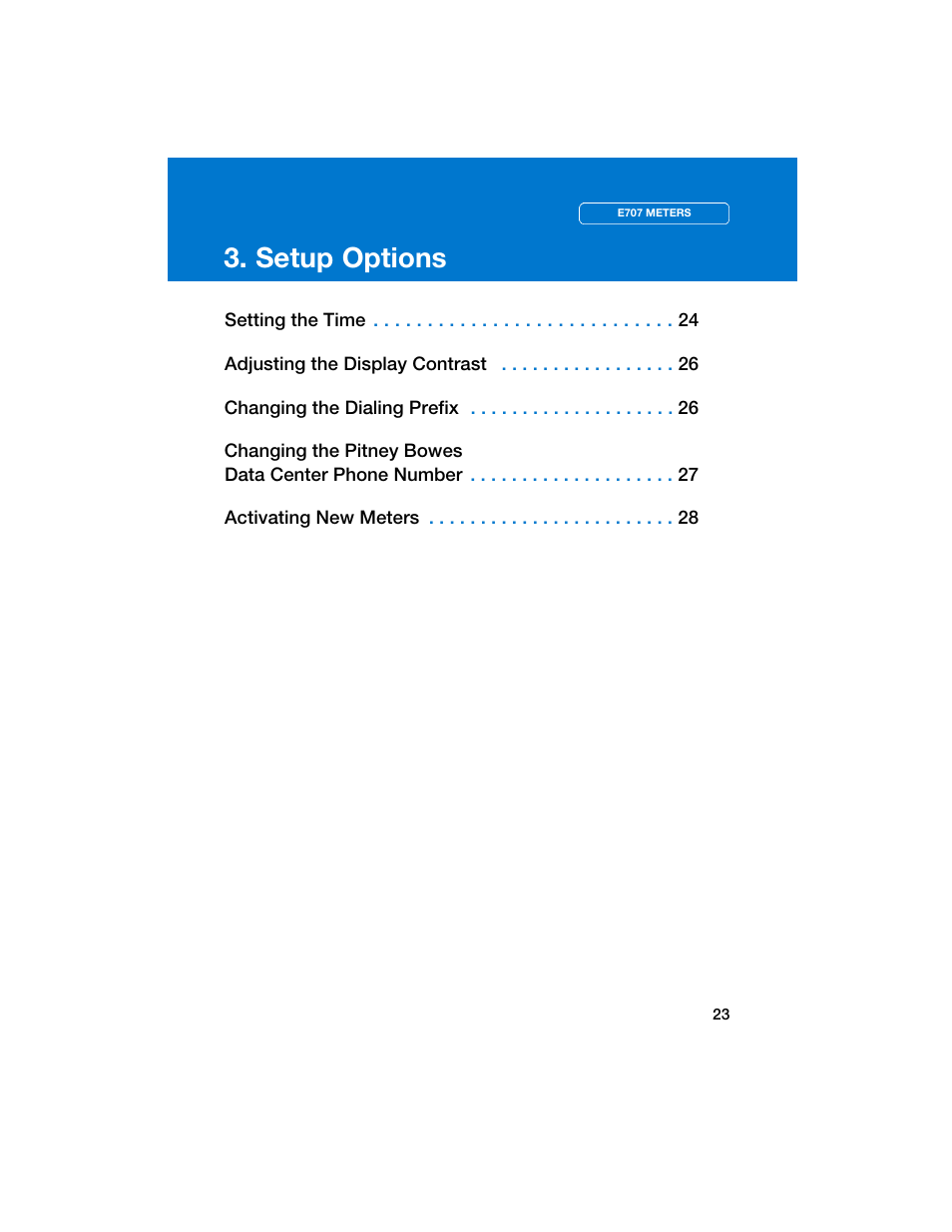 Setup options | Pitney Bowes E707 User Manual | Page 23 / 55