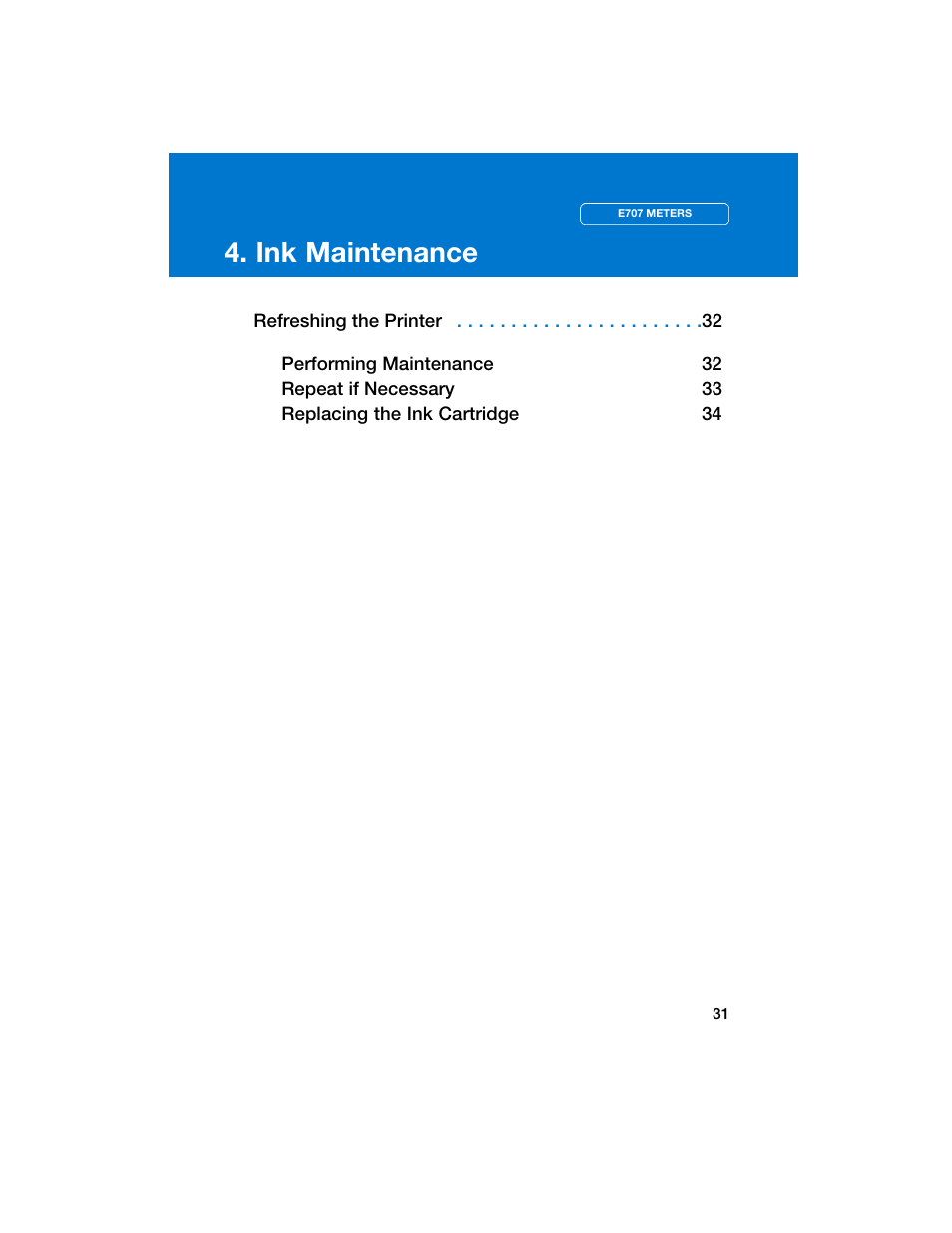 Ink maintenance | Pitney Bowes E707 User Manual | Page 31 / 55