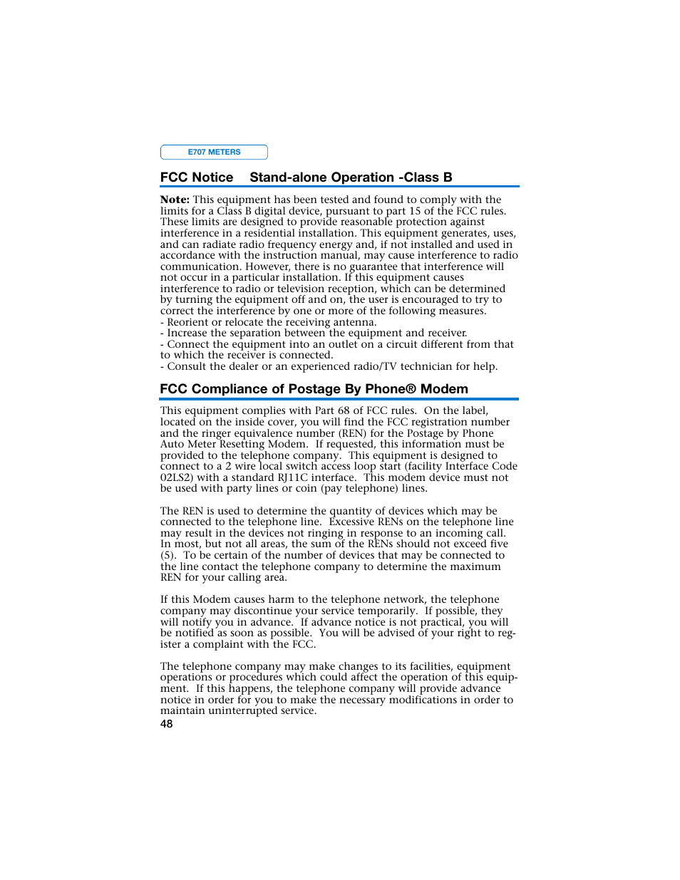 Pitney Bowes E707 User Manual | Page 48 / 55