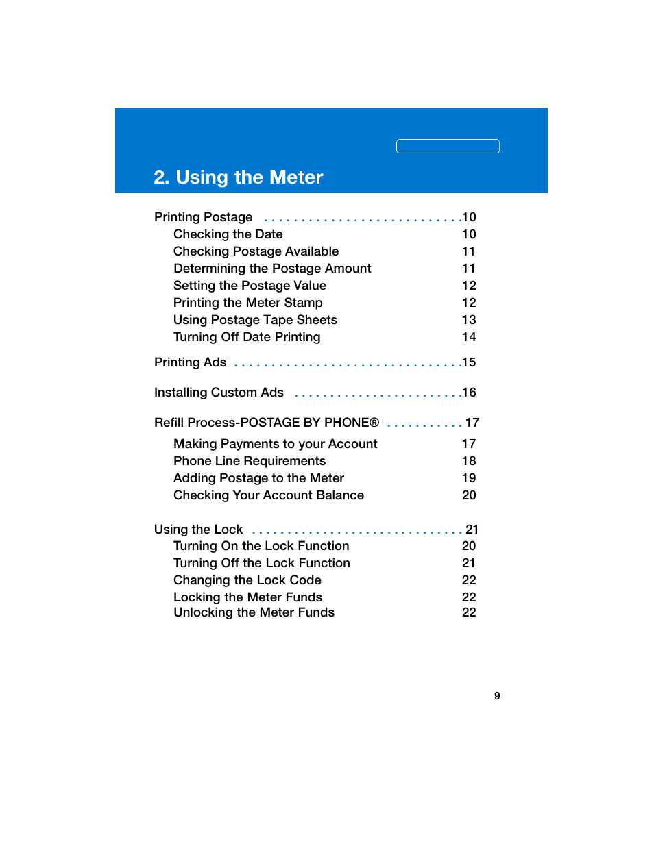 Using the meter | Pitney Bowes E707 User Manual | Page 9 / 55