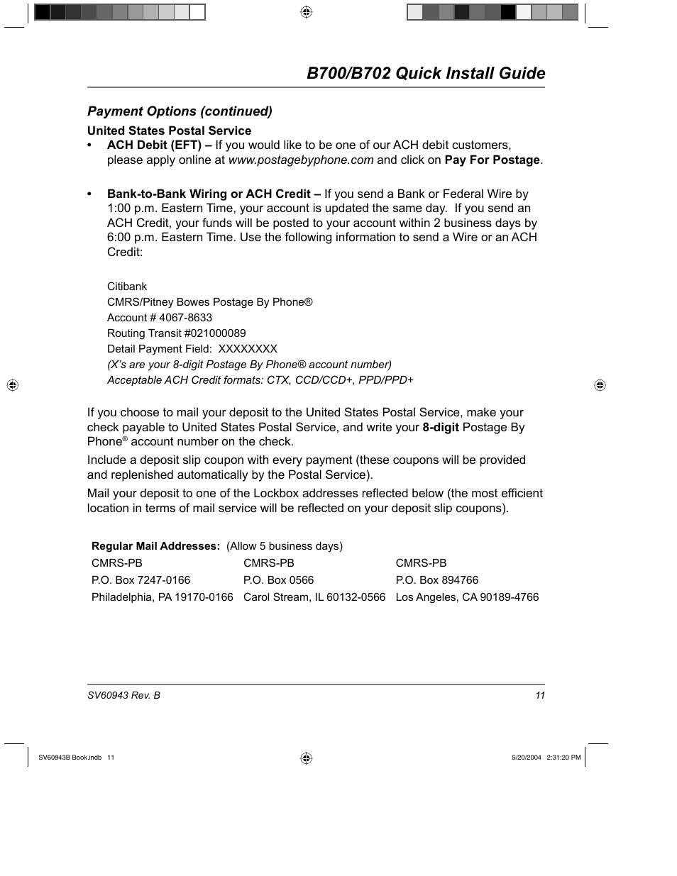 United states postal service | Pitney Bowes B700 User Manual | Page 12 / 18