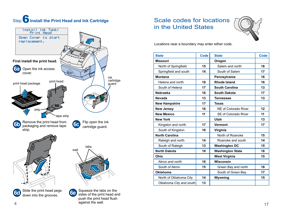 Scale codes for locations in the united states, 6d 6e | Pitney Bowes DM300 User Manual | Page 6 / 12