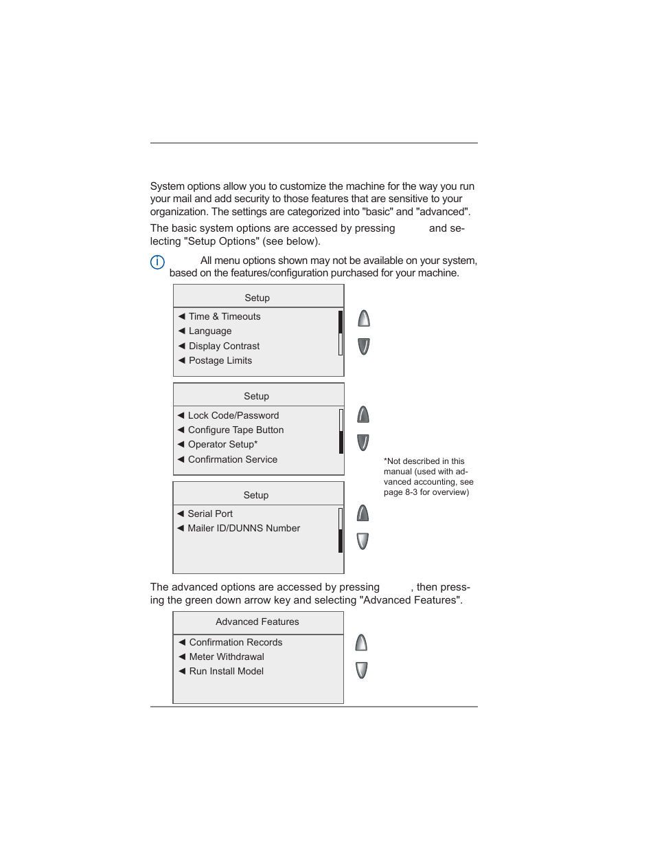 7 • system options | Pitney Bowes DM475 User Manual | Page 100 / 226