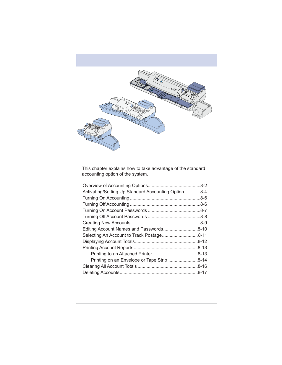 8 • standard accounting option | Pitney Bowes DM475 User Manual | Page 117 / 226