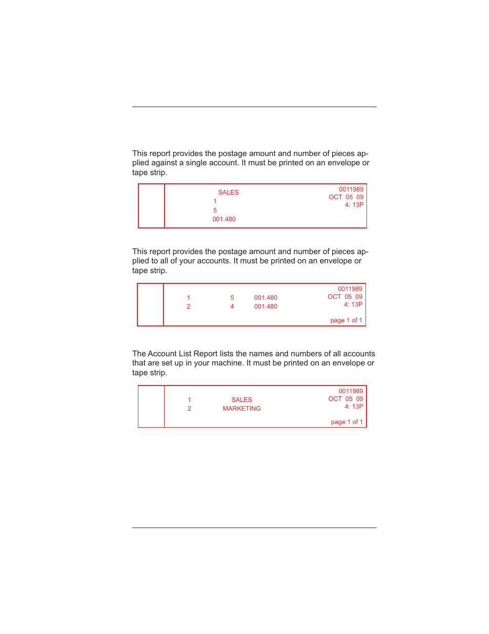 8 • standard accounting option, Printing account reports | Pitney Bowes DM475 User Manual | Page 131 / 226