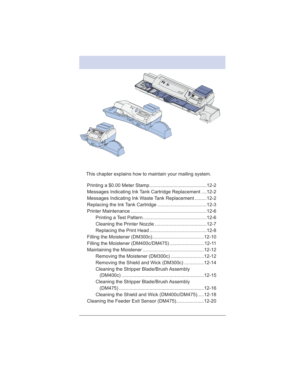 12 • maintenance | Pitney Bowes DM475 User Manual | Page 167 / 226