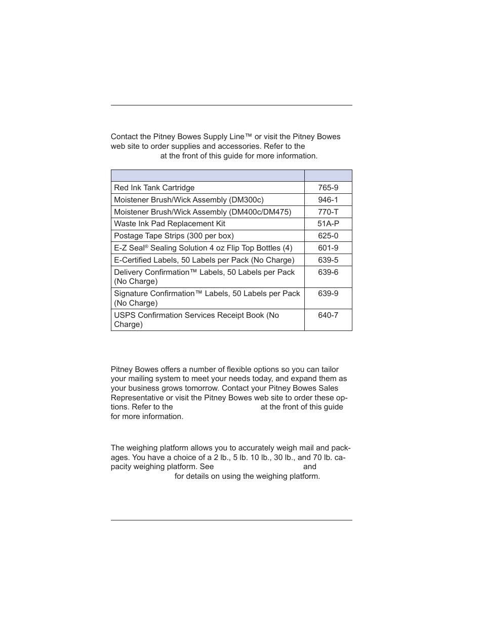 14 • supplies and options | Pitney Bowes DM475 User Manual | Page 204 / 226