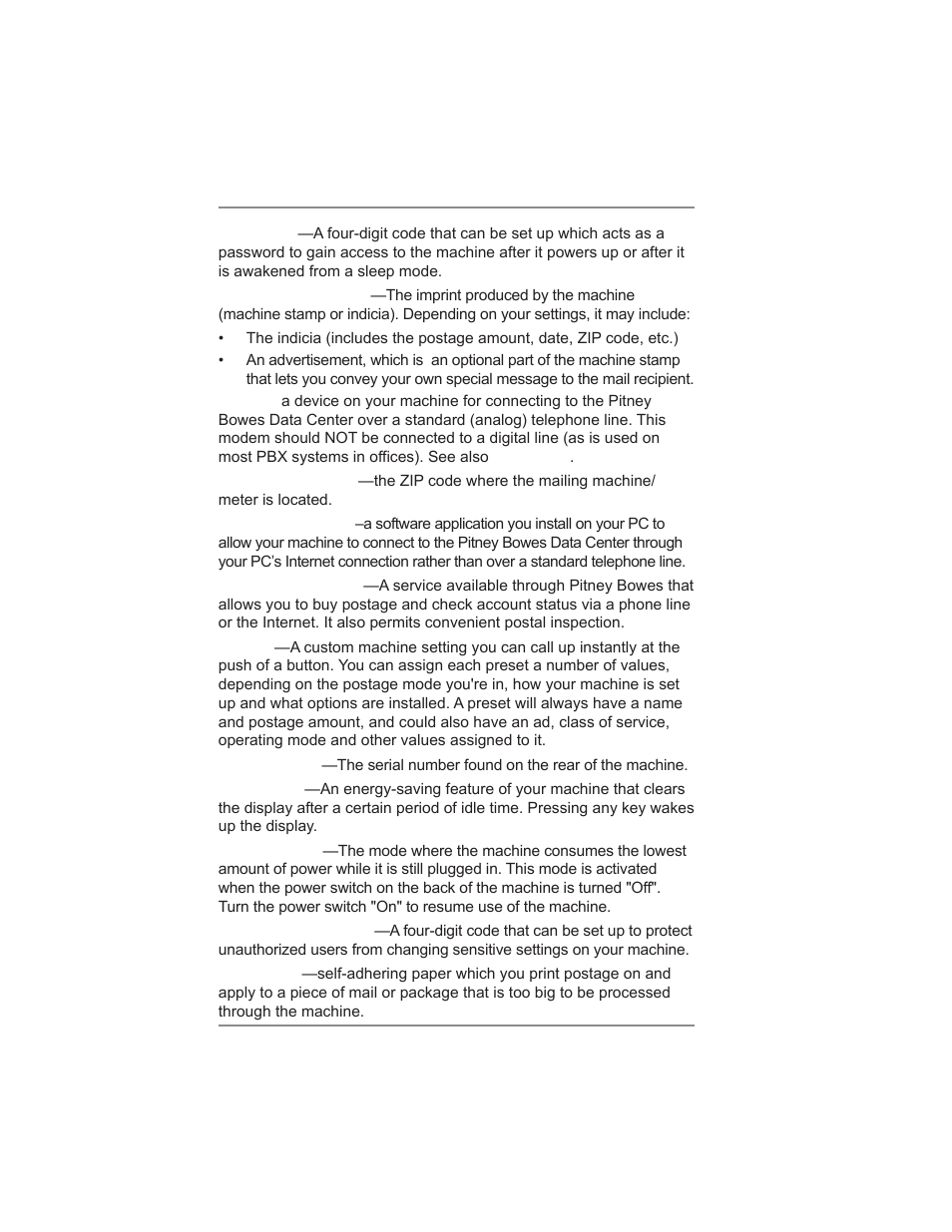 Appendix c • glossary | Pitney Bowes DM475 User Manual | Page 214 / 226