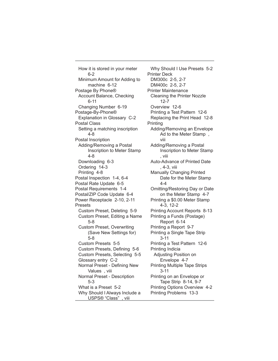 Index | Pitney Bowes DM475 User Manual | Page 221 / 226