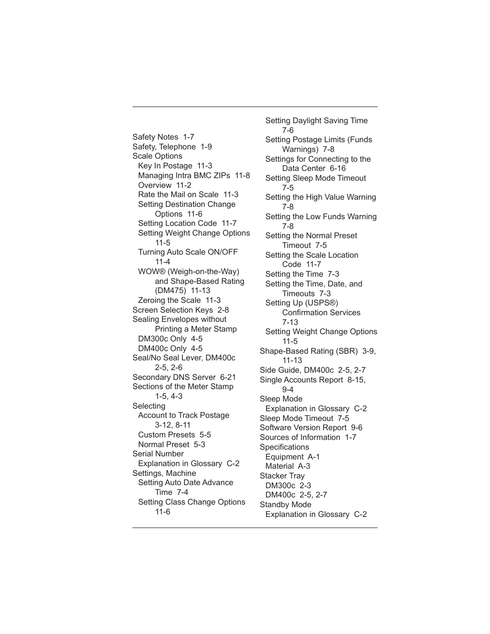 Index | Pitney Bowes DM475 User Manual | Page 223 / 226