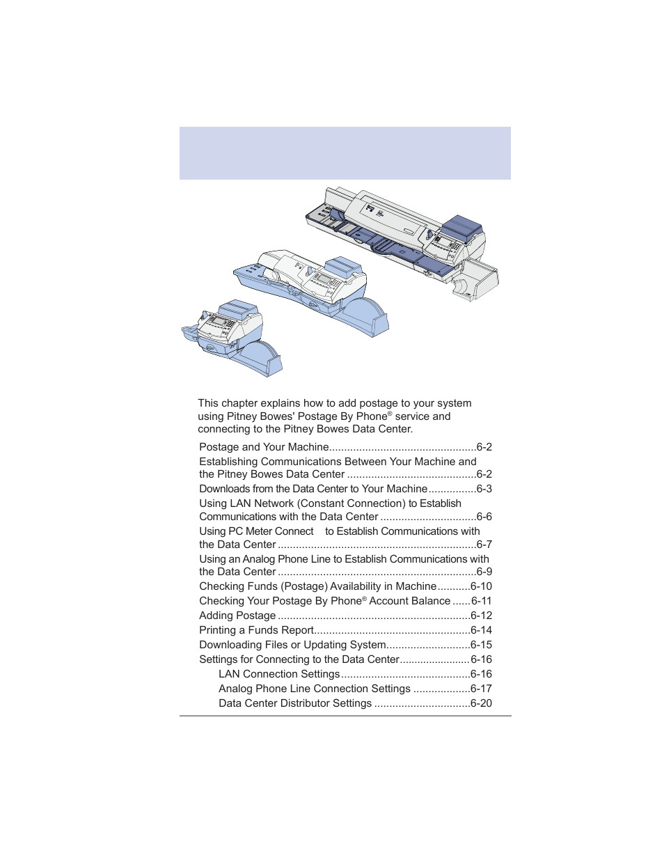 6 • adding postage/ connecting to data center | Pitney Bowes DM475 User Manual | Page 77 / 226