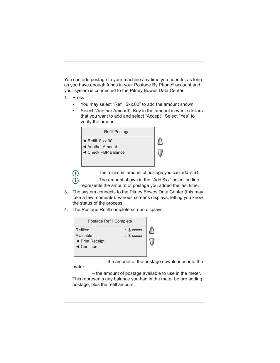 6 • adding postage/connecting to data center | Pitney Bowes DM475 User Manual | Page 88 / 226
