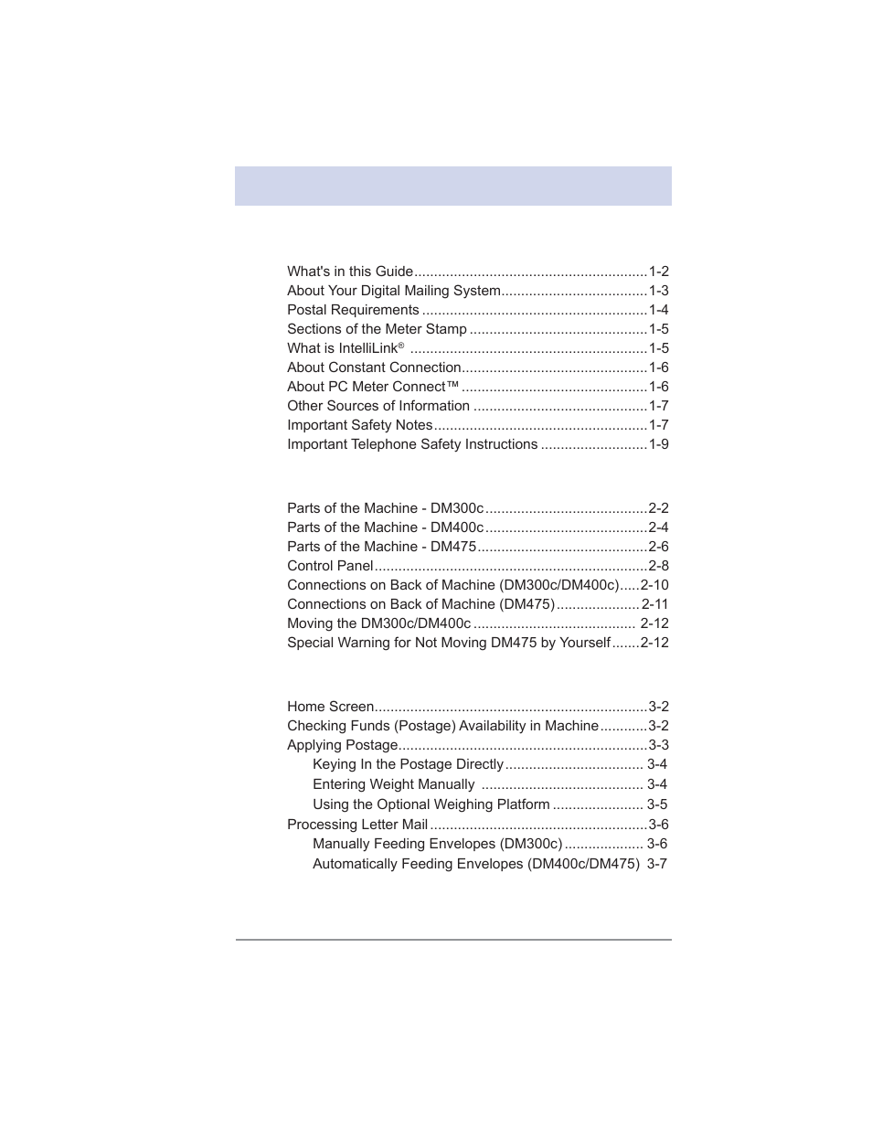 Pitney Bowes DM475 User Manual | Page 9 / 226