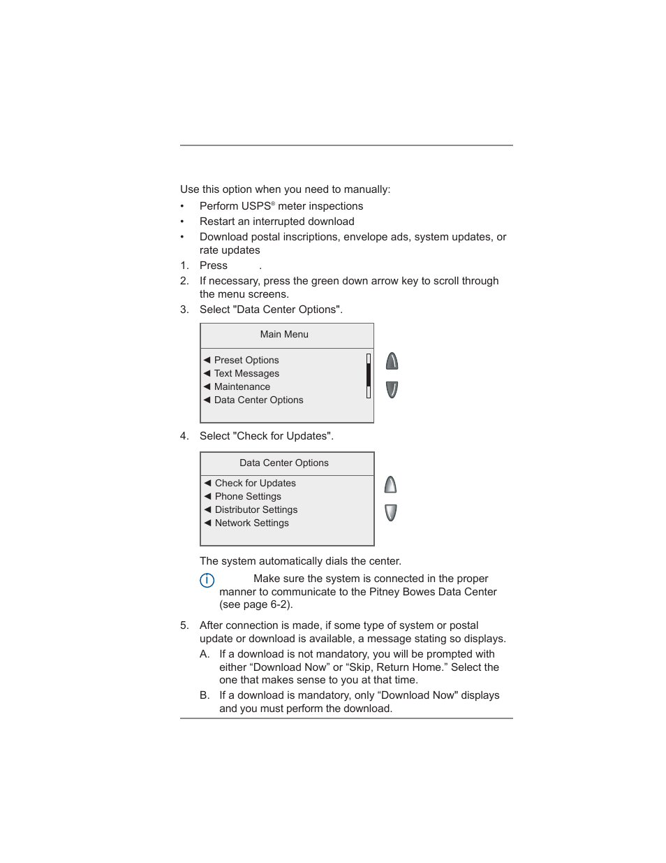 6 • adding postage/connecting to data center | Pitney Bowes DM475 User Manual | Page 91 / 226