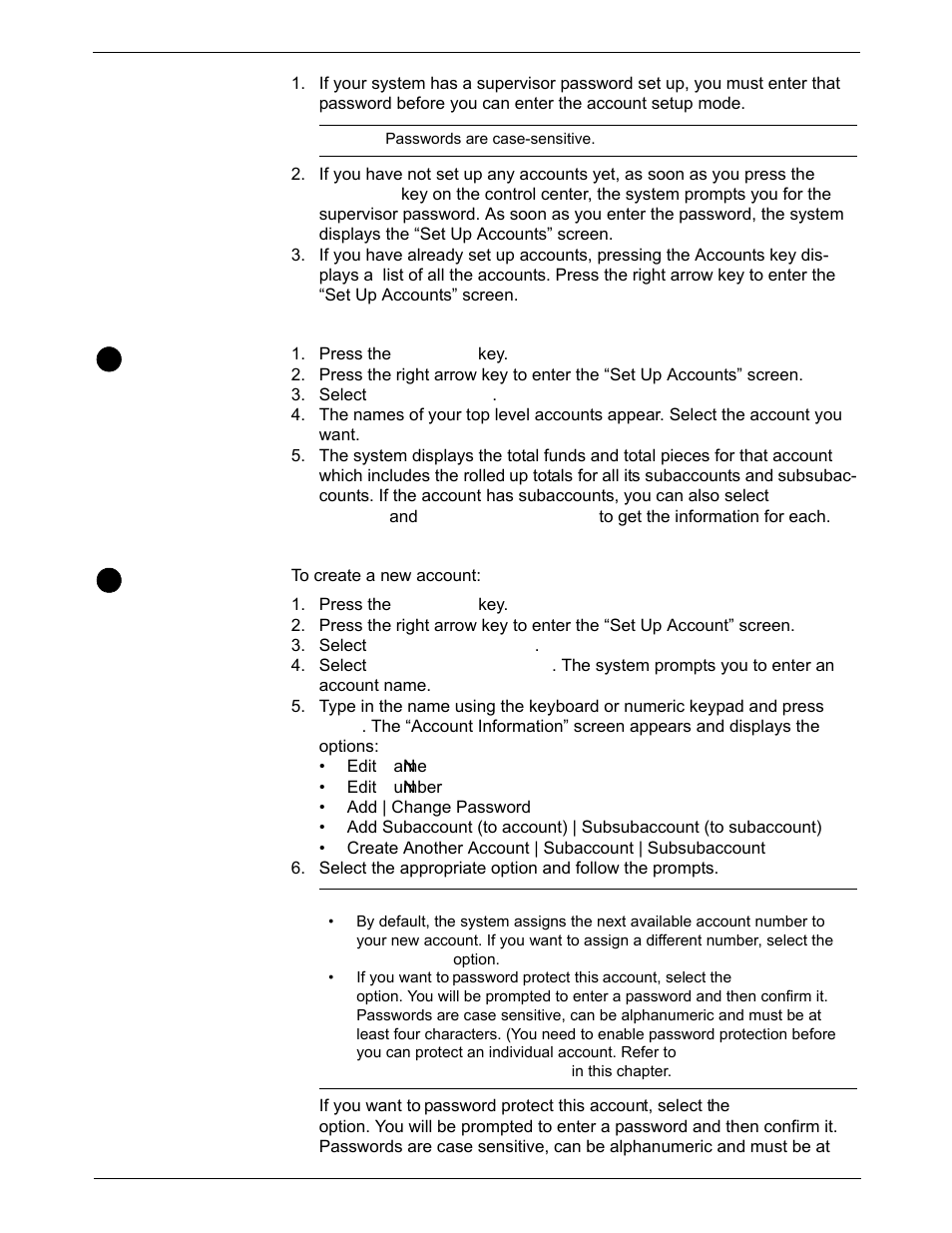 Before using the setup procedures, Viewing accounts, Creating accounts | Before using the setup procedures -4, Viewing accounts -4, Creating accounts -4 | Pitney Bowes DM550 Series User Manual | Page 112 / 188