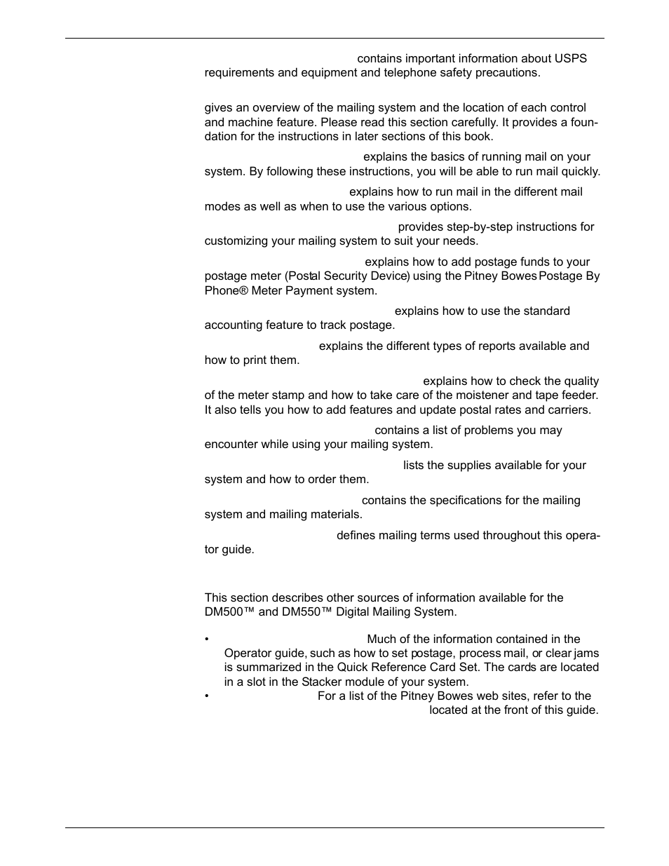 What’s in this guide, Other information, What’s in this guide -2 | Other information -2, Other  information | Pitney Bowes DM550 Series User Manual | Page 12 / 188