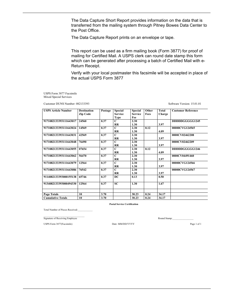 Data capture report (non-us use only), Electronic return receipt report, Data capture report (non-us use only) -12 | Electronic return receipt report -12, 8 • reports | Pitney Bowes DM550 Series User Manual | Page 134 / 188